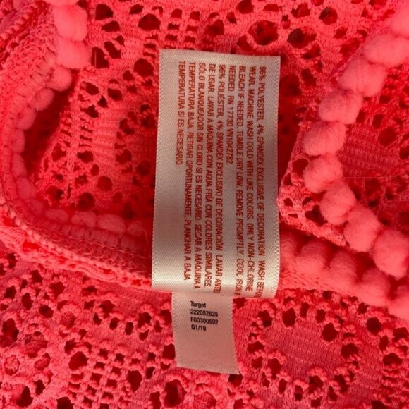 Cat & Jack Girls Size M Swim Cover up Open Knit Tank Dress Pink Orange - Picture 6 of 6